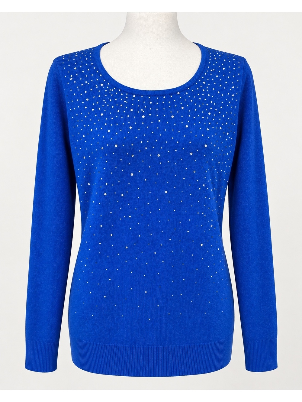 Laura Scott Women’s Large Blue Rhinestone Embellished Long Sleeve Sweater